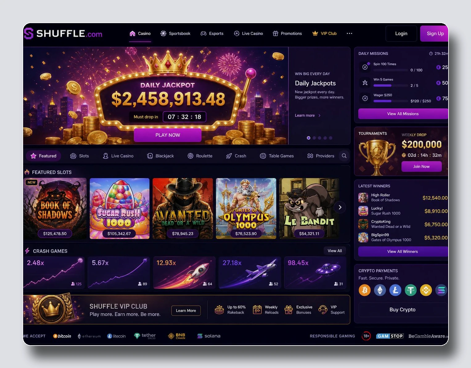 Shuffle.com — casino en ligne retrait instantané