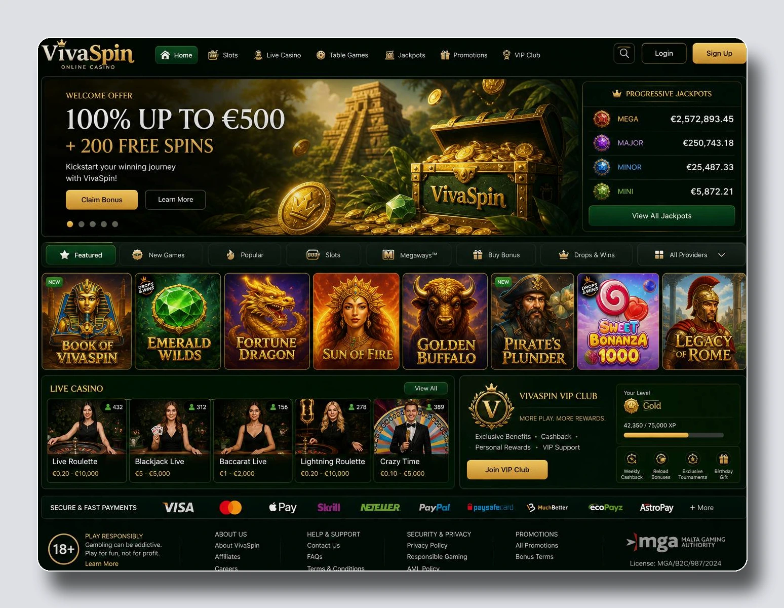 VivaSpin — nouveau casino en ligne avec retrait instantané